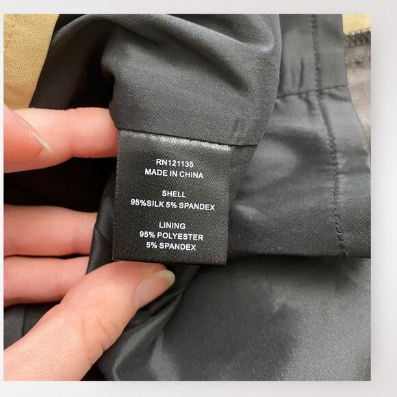 Stella & Jamie NWT Studded Silk Black and tan Strapless Mini Dress Size XS‎ - Picture 7 of 8